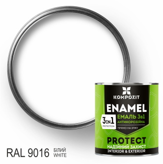 Емаль Kompozit антикорозійна 3 в 1 білий шовковистий мат 0,75 кг